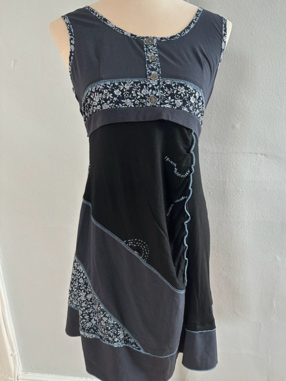 Charcoal Patchwork Asymmetrical Dress | Avant-Garde European Boutique